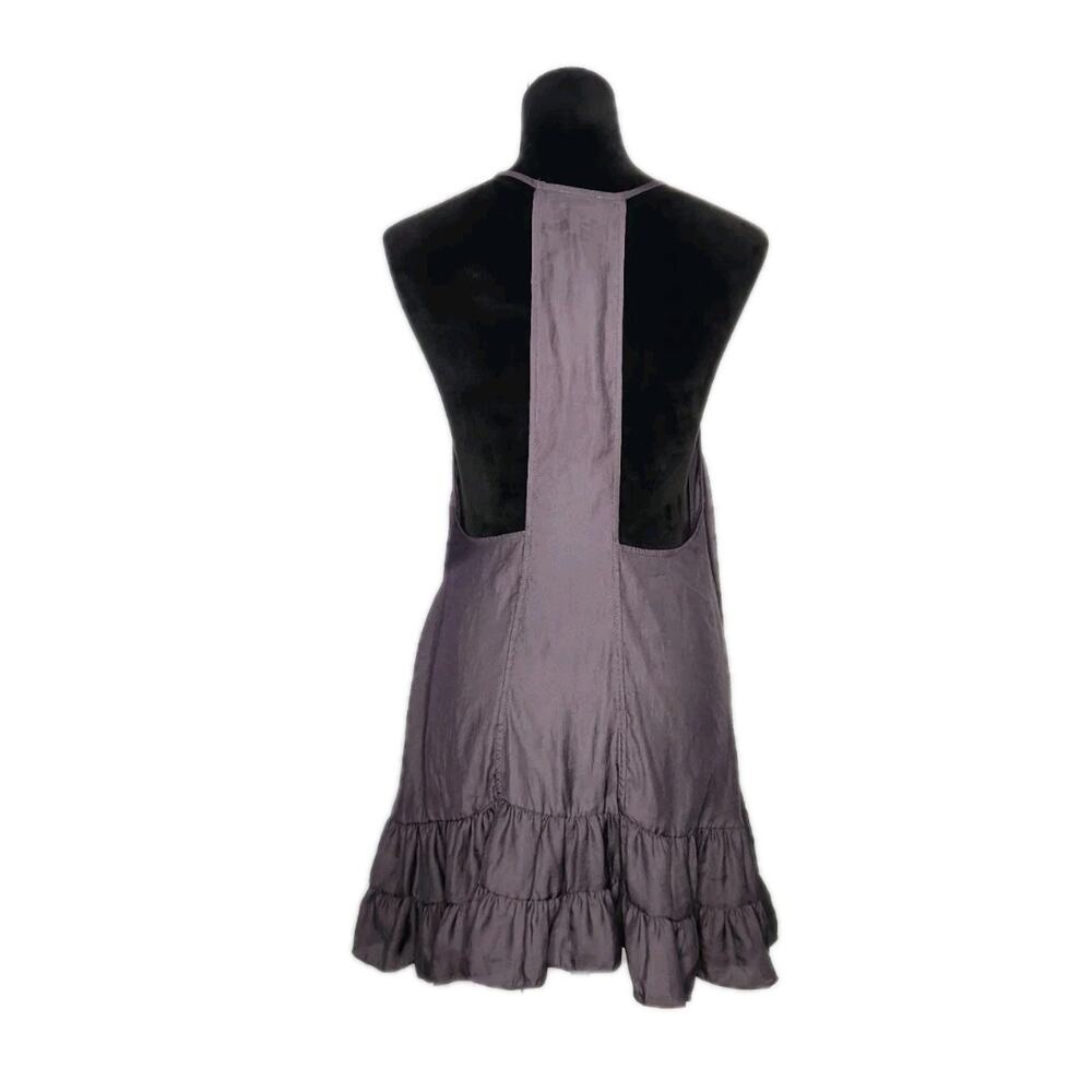 Intimately Free People Raven Slip Dress Racer Back Size S Gray Tiered Ruffle Hem - Picture 4 of 7